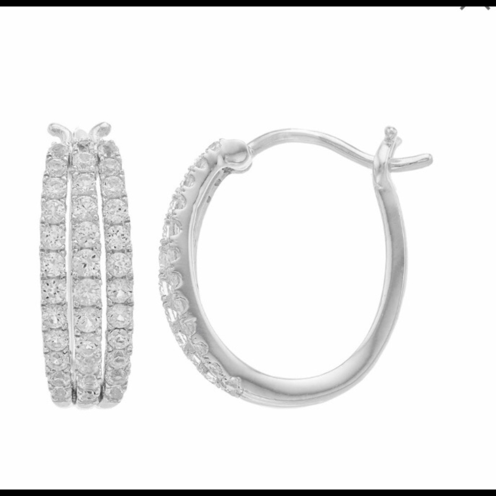 10k White Gold 1 Carat T.W. Diamond Hoop Earrings